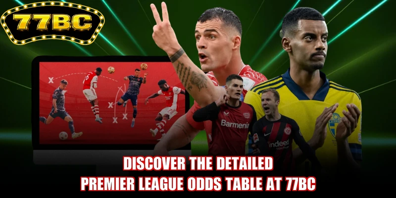 Discover the detailed Premier League odds table at 77BC
